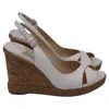 Jimmy Choo Cork Braided Amely Wedge Sandals In White Leather In Multi