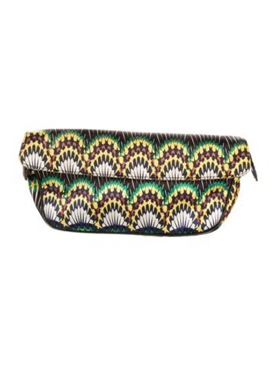 Pre-owned Jimmy Choo Cosmetic Bag Colorful Floral Print Tonal Hardware Exposed Zip Closure In Blue