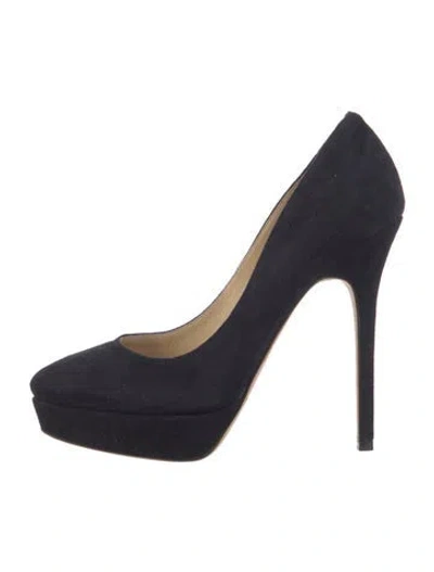 Pre-owned Jimmy Choo Cosmic Navy Suede Platform Pumps Suede Pumps In Blue
