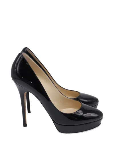 Pre-owned Jimmy Choo Cosmic Patent-leather Platform Pumps In Black