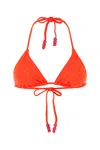 Jimmy Choo Ariah Logo-print Recycled-nylon Bikini Top In Red