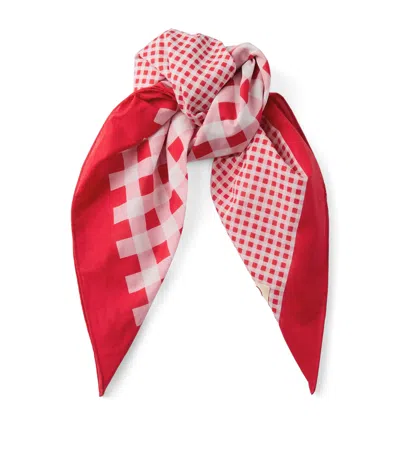 Jimmy Choo Cotton Gingham Sula Bandana In Red