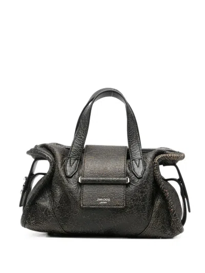 Jimmy Choo Cracked-effect Barli Tote Bag In Green