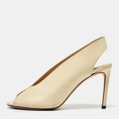 Pre-owned Jimmy Choo Cream Leather Shar Slingback Pumps Size 39
