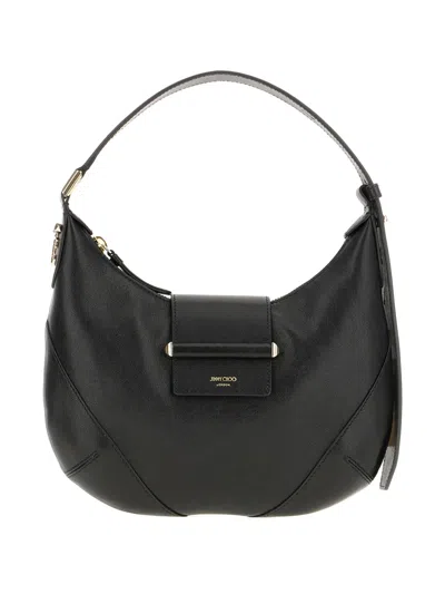 JIMMY CHOO CRESCENT LEATHER SHOULDER BAG