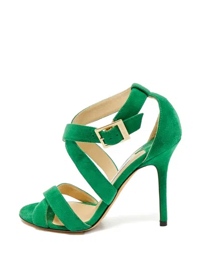 Pre-owned Jimmy Choo Crisscross Ankle Strap Sandals In Green