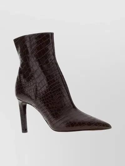 Jimmy Choo Croc-embossed Leather Ankle Boots With Pointed Toe In Brown
