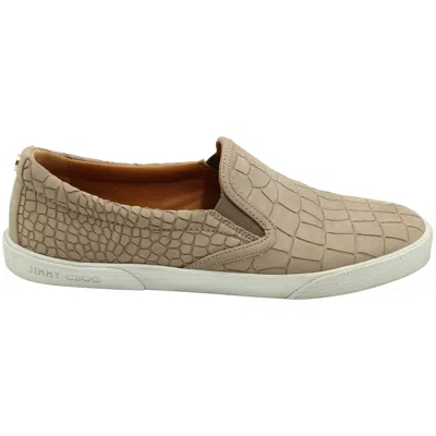 Jimmy Choo Croc-embossed Slip-on Sneakers In Nude Leather In Brown