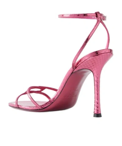 Jimmy Choo Leo 100 Croc-effect Metallic-leather Sandals In Red