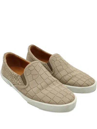 Pre-owned Jimmy Choo Crocodile-embossed Slip-on Sneakers In Neutral