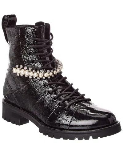 Jimmy Choo Cruz Leather Combat Boot In Black