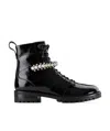 Jimmy Choo Cruz Crystal-embellished Textured-leather Ankle Boots In Black