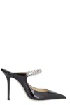 Jimmy Choo Bing 100 Crystal-embellished Patent-leather Mules In Black