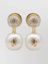 Jimmy Choo Crystal And Pearl Gold Earrings In White