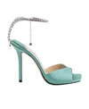 Jimmy Choo Satin Sandals With Rhinestone Detail In Green