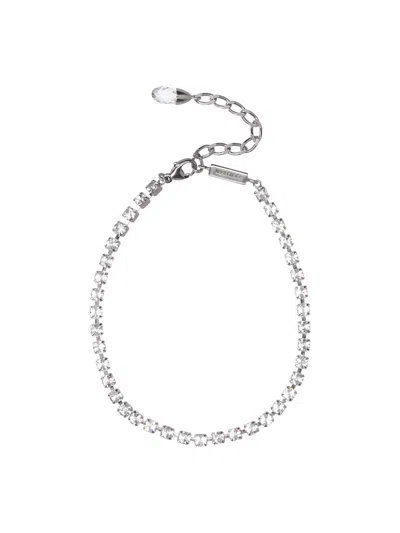 Jimmy Choo Crystal Anklet In Silver-tone Brass