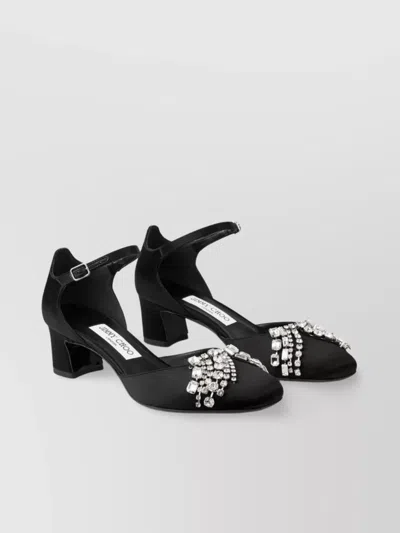 JIMMY CHOO CRYSTAL BLOCK HEEL SANDALS