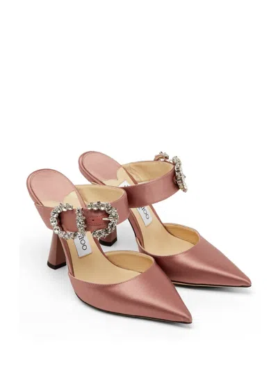 Pre-owned Jimmy Choo Crystal Buckle Mules In Pink