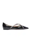 Jimmy Choo Crystal Chain Pointed Shallow-mouth Flat Shoes In Black
