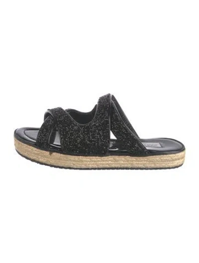 Pre-owned Jimmy Choo Crystal Crystal Embellishments Espadrilles In Black