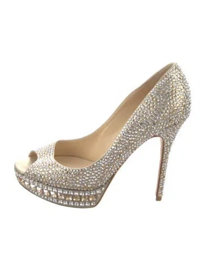 Pre-owned Jimmy Choo Crystal Crystal Embellishments Pumps In Gold/metallic