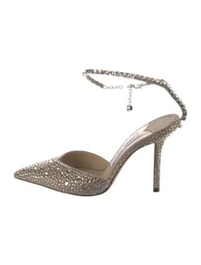 Pre-owned Jimmy Choo Crystal Crystal Embellishments Pumps In Neutrals