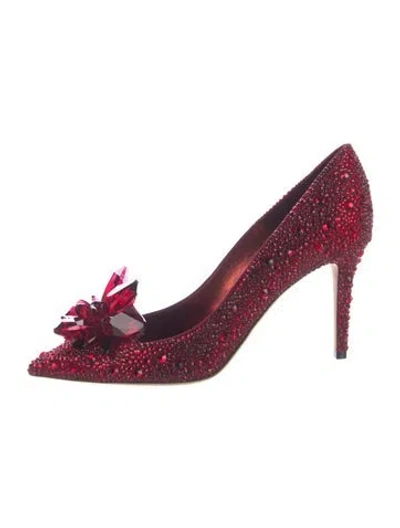 Pre-owned Jimmy Choo Crystal Crystal Embellishments Pumps In Red