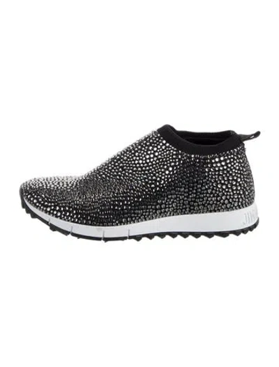 Pre-owned Jimmy Choo Crystal Crystal Embellishments Sock Sneakers In Black