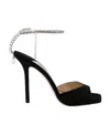 Jimmy Choo Saeda 100 Suede Leather Sand In Black