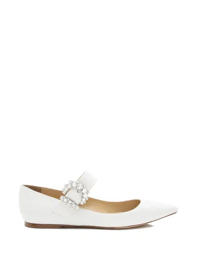 Pre-owned Jimmy Choo Crystal-detail Ballet Flats In White