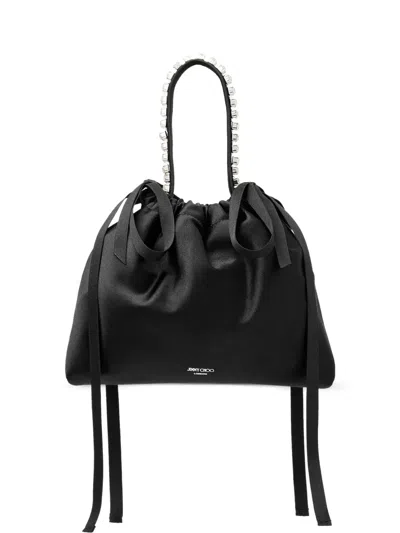 JIMMY CHOO CRYSTAL-DETAIL DRAWSTRING BUCKET BAG