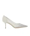 Jimmy Choo 85mm Love Embellished Tulle Pumps In White