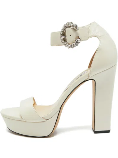 Pre-owned Jimmy Choo Crystal-embellished Ankle-strap Sandals In Neutral
