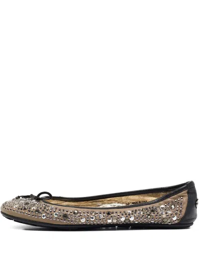 Pre-owned Jimmy Choo Crystal-embellished Ballet Flats