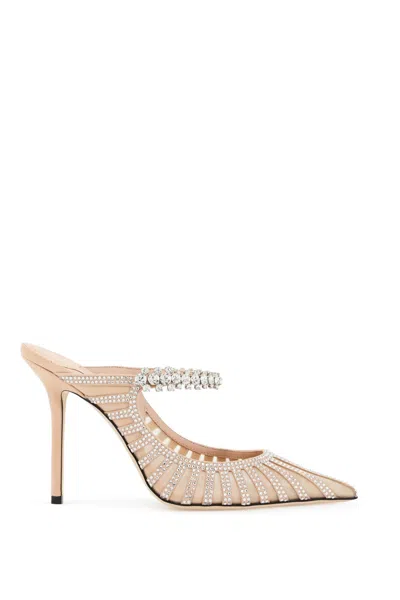 Jimmy Choo Bing Embellished Suede And Mesh Mules In Pink