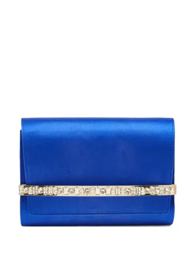 Pre-owned Jimmy Choo Crystal-embellished Clutch Bag In Blue