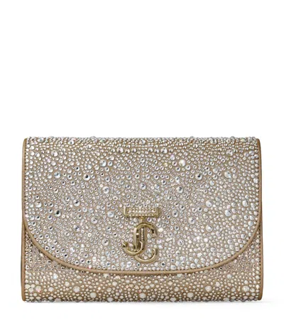 Jimmy Choo Crystal-embellished Curve Clutch Bag In Gold