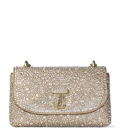 Jimmy Choo Crystal-embellished Curve Cross-body Bag In Gold