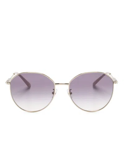 Jimmy Choo Crystal-embellished Oversize-frame Sunglasses In 金色