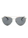 Jimmy Choo Crystal-embellished Pilot-frame Sunglasses In Gold