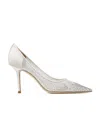 Jimmy Choo 85mm Love Embellished Tulle Pumps In White