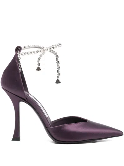 Jimmy Choo Stevie 100mm Crystal-embellished Pumps In Purple
