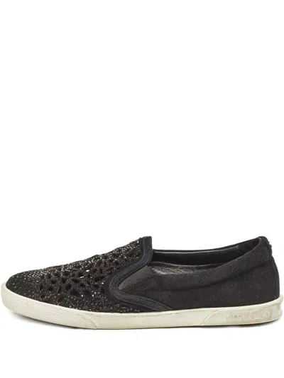 Pre-owned Jimmy Choo Crystal-embellished Slip-on Sneakers