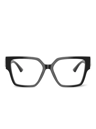 Jimmy Choo Crystal-embellished Square-frame Glasses In Black