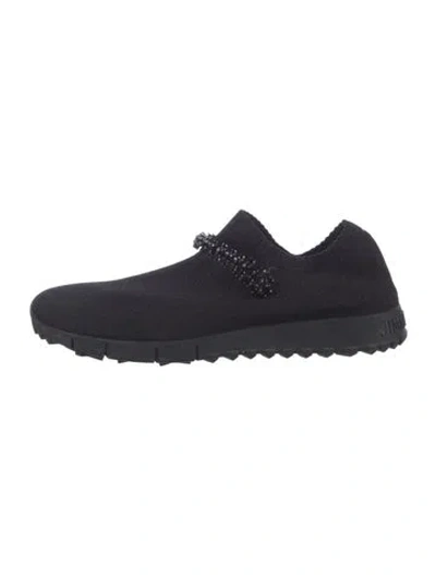 Pre-owned Jimmy Choo Crystal Embellishments Athletic Sneakers In Black