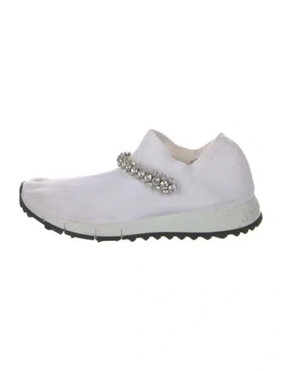 Pre-owned Jimmy Choo Crystal Embellishments Athletic Sneakers In White