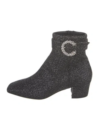 Pre-owned Jimmy Choo Crystal Embellishments Boots In Black