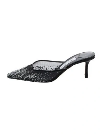 Pre-owned Jimmy Choo Crystal Embellishments Mules In Black
