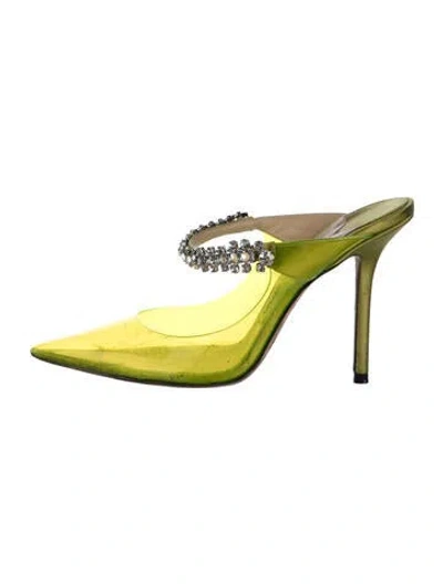 Pre-owned Jimmy Choo Crystal Embellishments Mules In Green