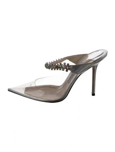 Pre-owned Jimmy Choo Crystal Embellishments Mules In Silver